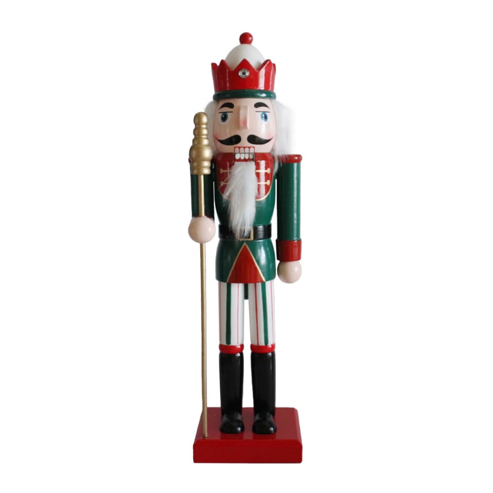 Casse-noisette statuette de Noël en bois avec couronne rouge H 35 cm Casse-noisette statuette de Noël en bois avec couronne rouge H 35 cm
