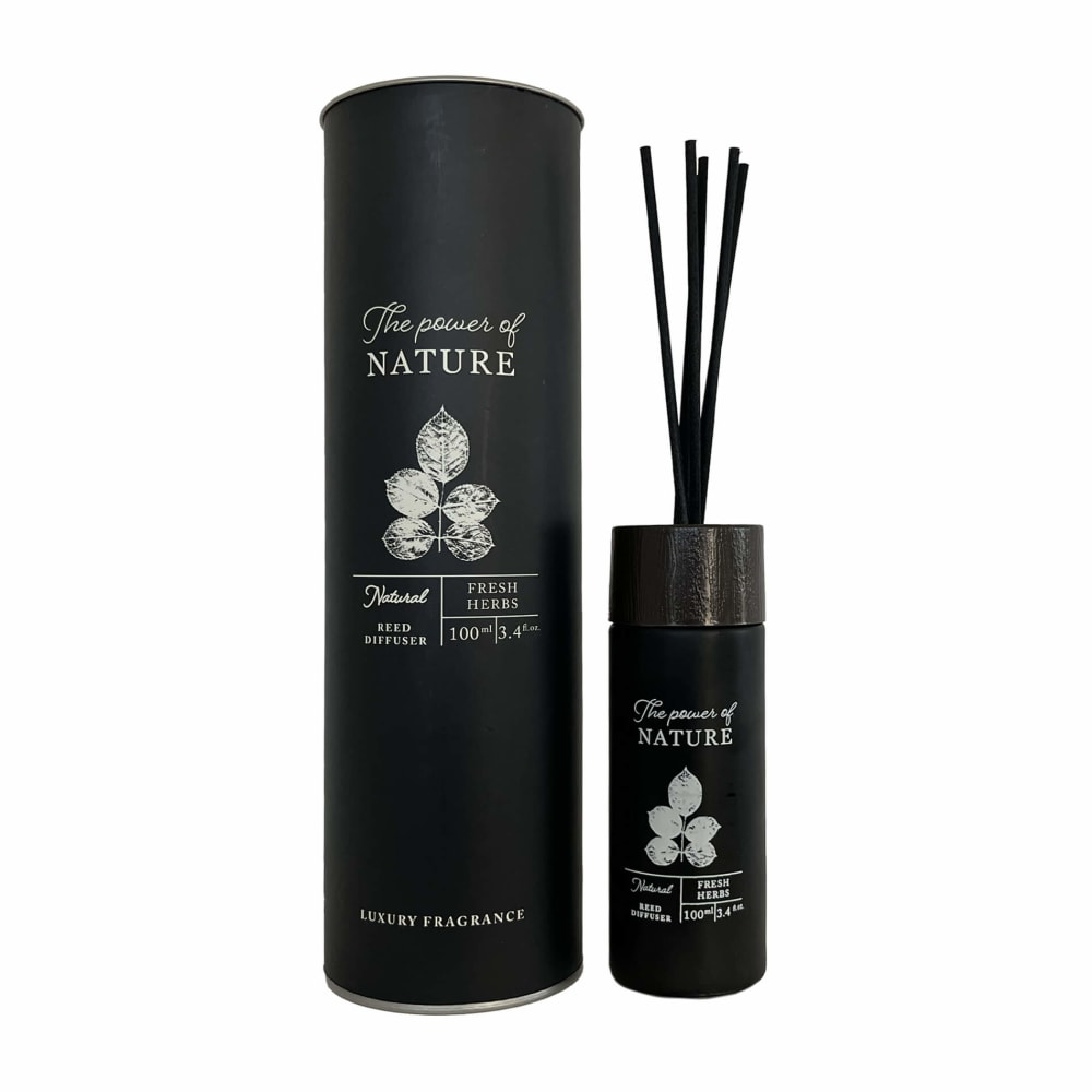 Mobili Rebecca Diffuseur d’ambiance avec bâtonnets parfum herbes fraîches style classique chic Noir Verre
