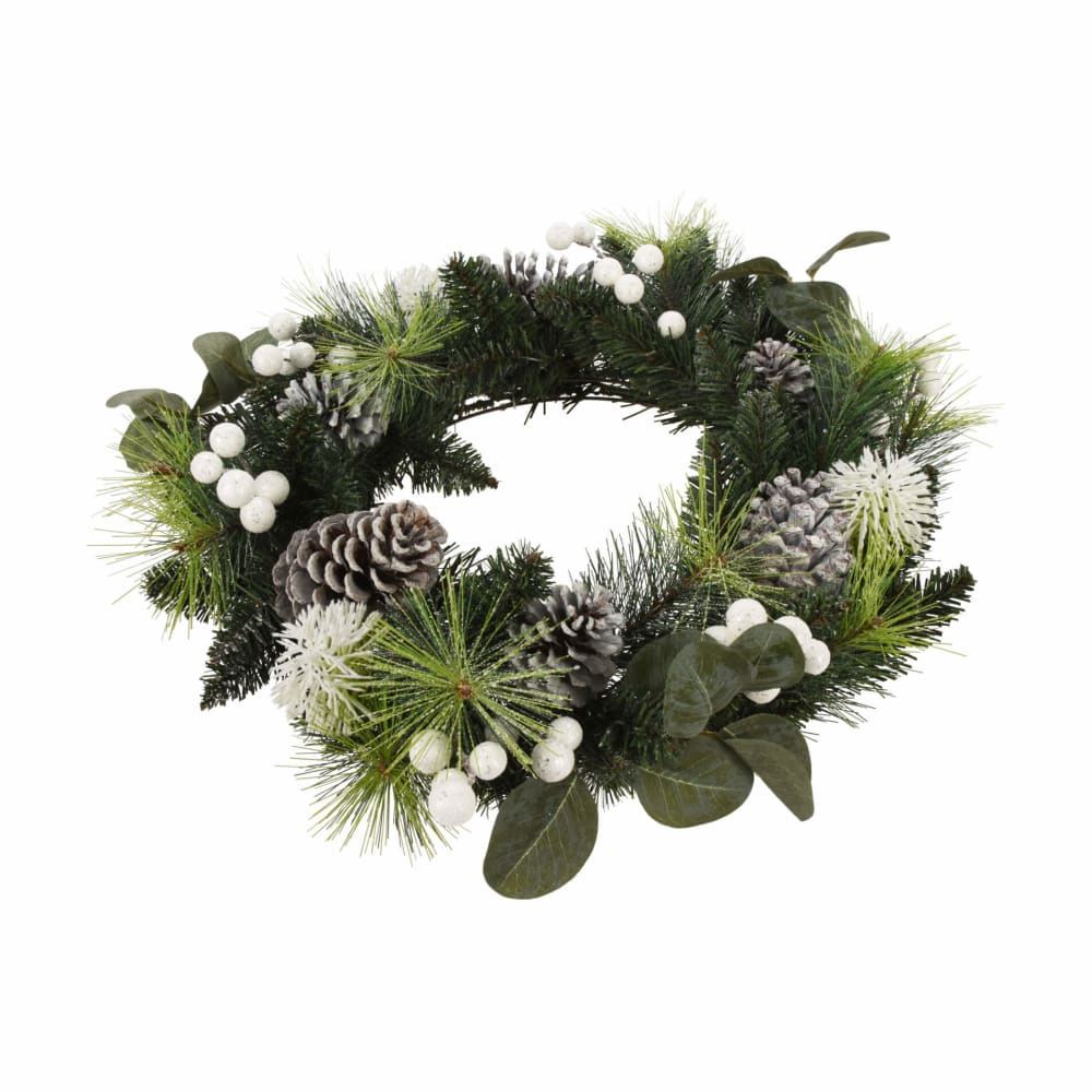 Guirnalda de navidad verde, marrón y blanca de plástico d. 50 cm