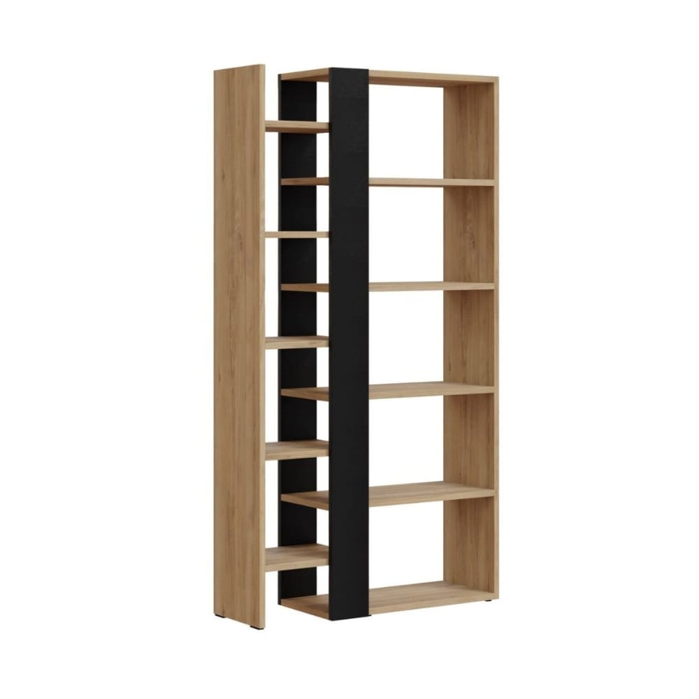Calicosy Bücherregal mit 5 Ebenen L80 x H152 cm - Eichendekor und Grau style modern Grau Spanplatte