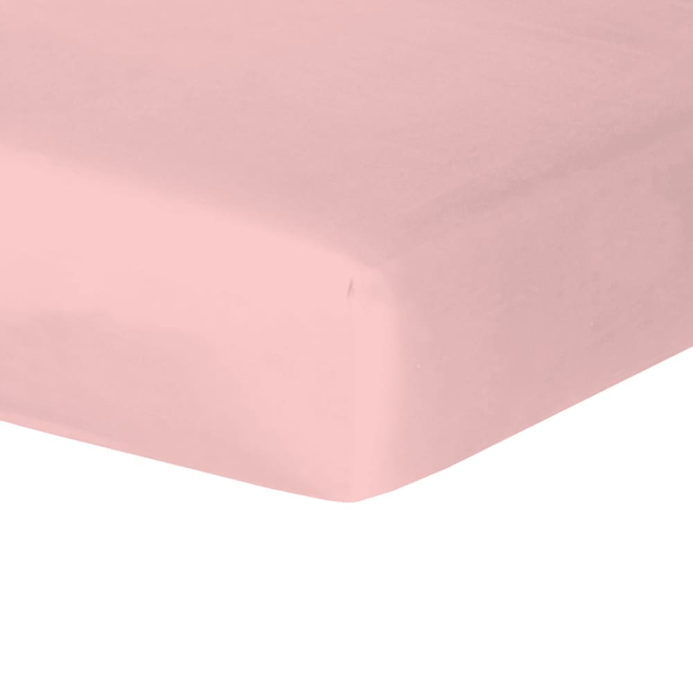 Drap housse satin de coton rose 160x200x30
