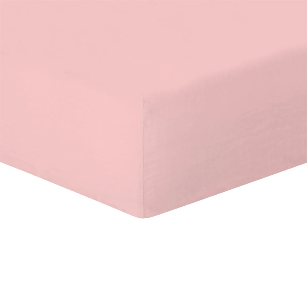 Drap housse lin lavé rose 160x200x30