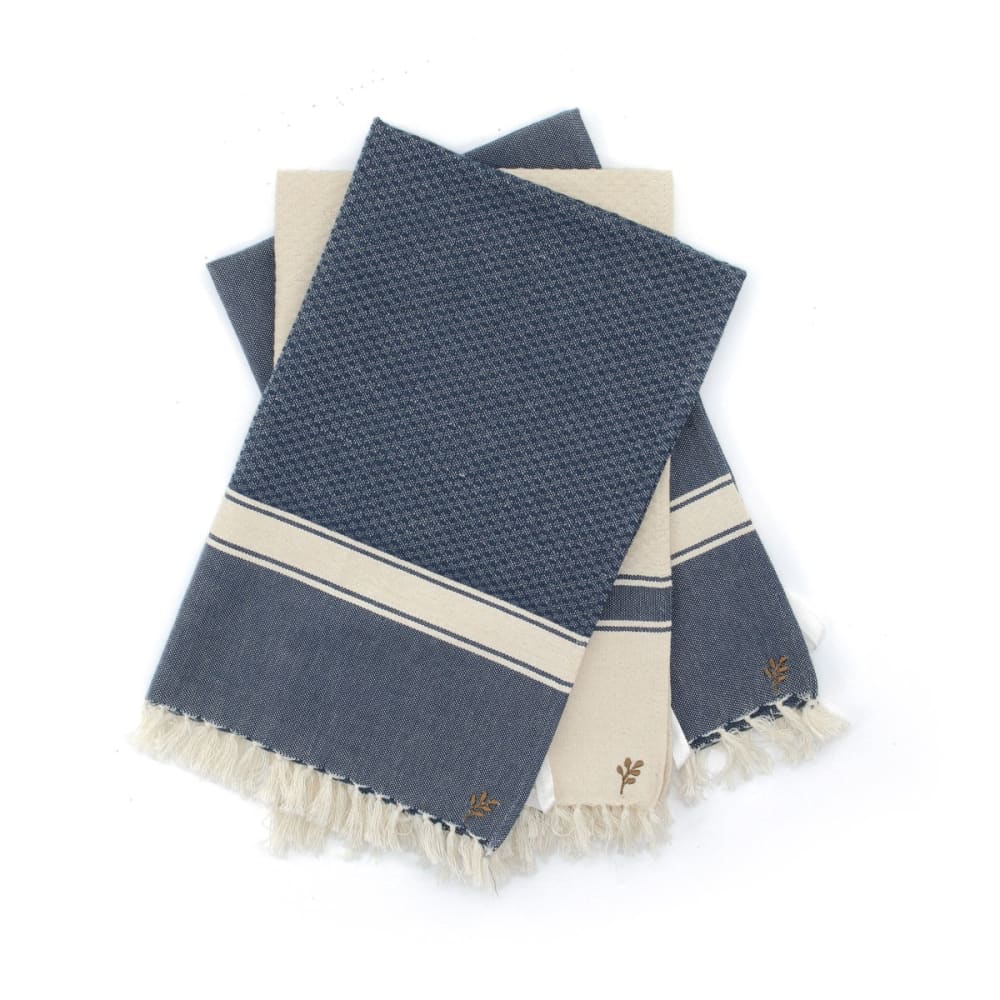 Torchon (x3) coton 45x75 bleu denim