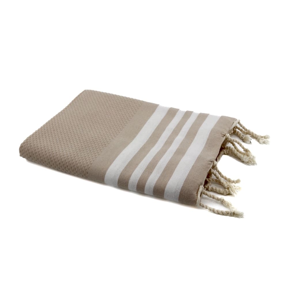 Fouta nid d'abeille coton 100x200 beige