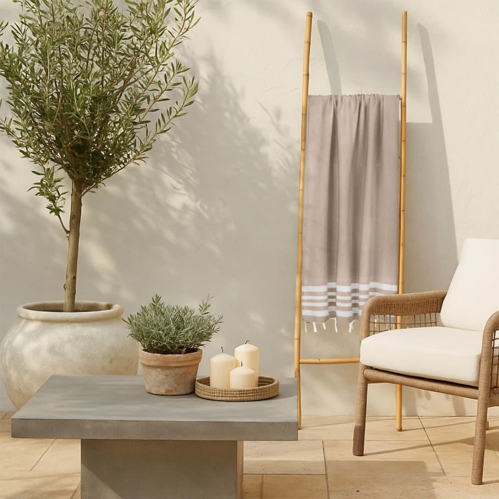 Fouta nid d'abeille coton 100x200 beige — vue 3