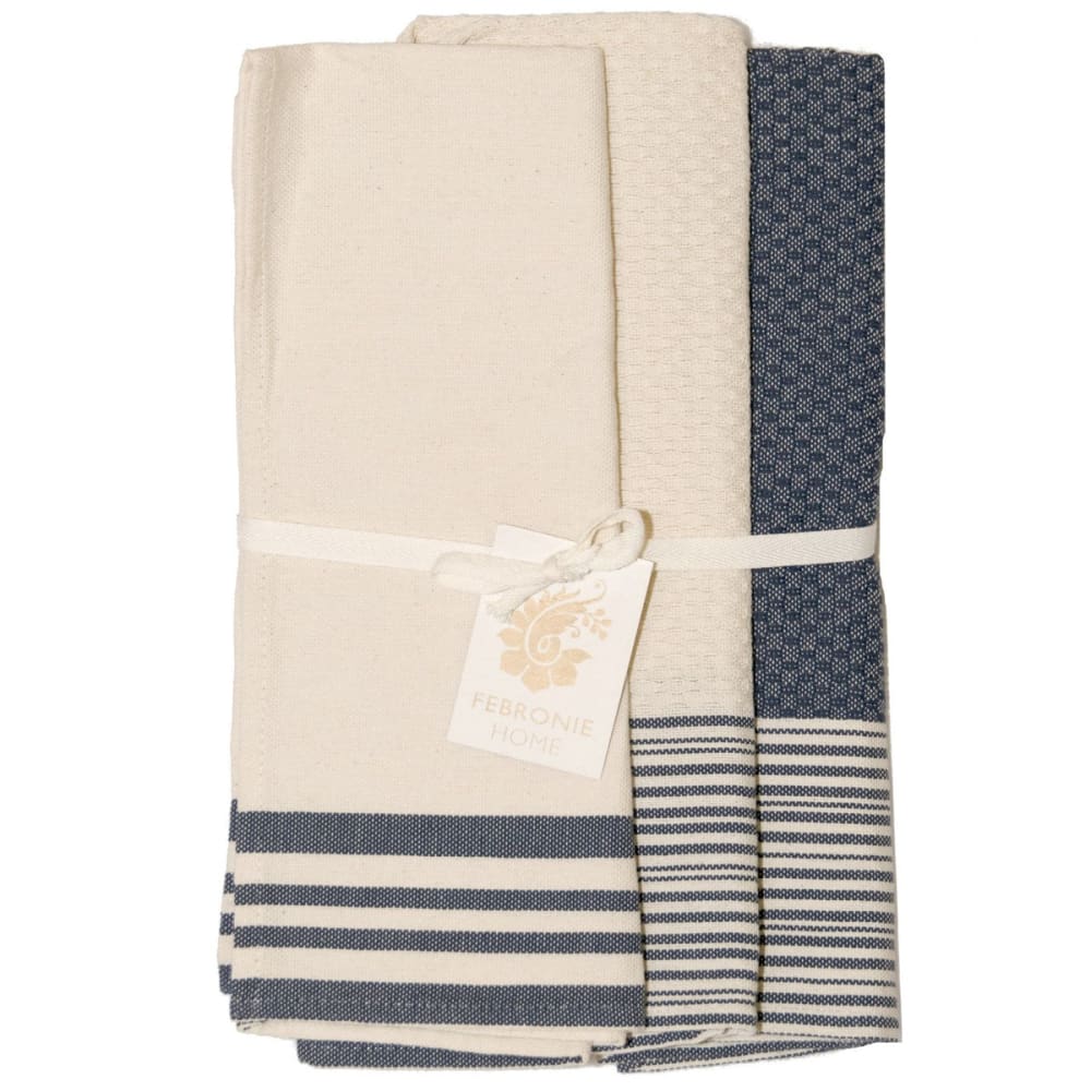 Torchon (x3) coton 45x70 bleu jean
