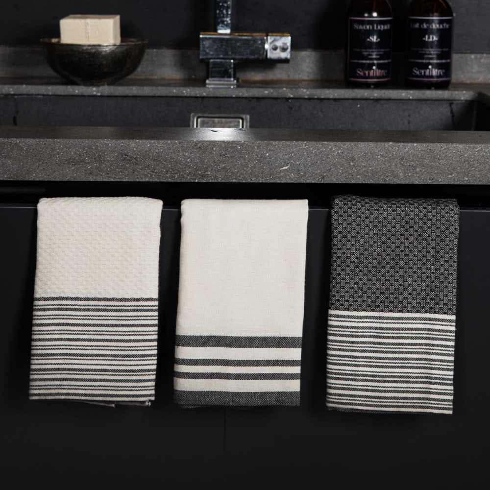 Torchon (x3) coton 45x70 noir Torchon (x3) coton 45x70 noir