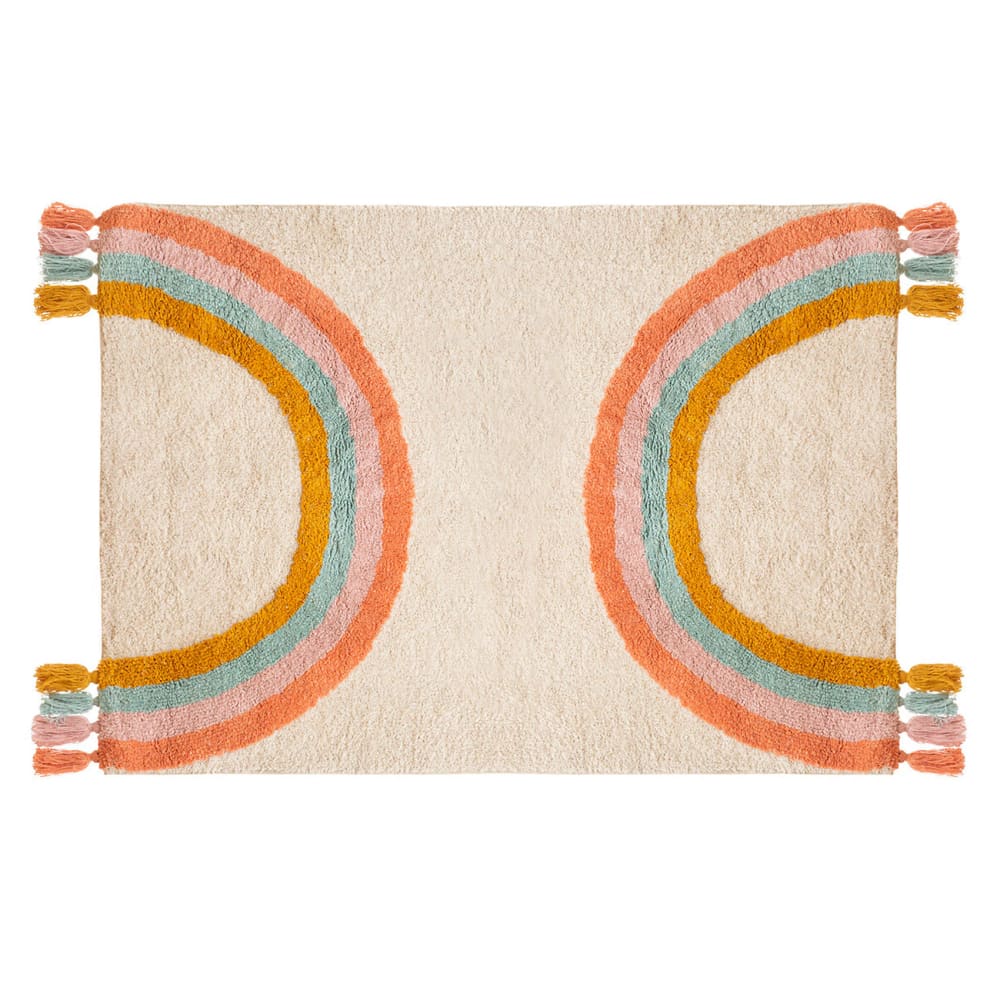 Tapis enfant arc en ciel coton multicolore 100x150 cm