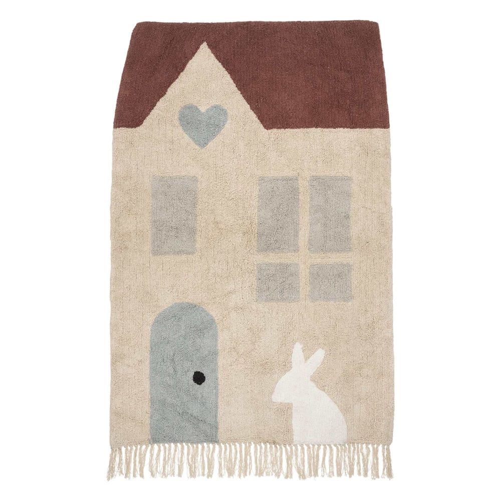Tapis tufté déco enfant coton beige 100x150 cm