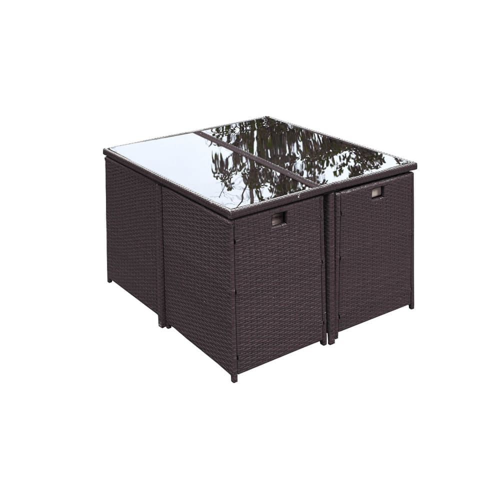 Salon de jardin encastrable Marron/Blanc 8 places