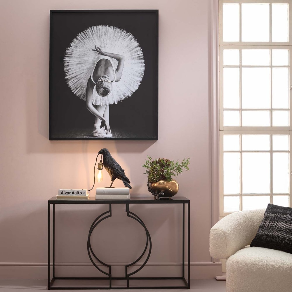 Console en marbre minéral et acier noir - Maisons du Monde