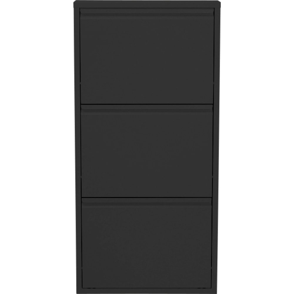 Kare Design Schuhkipper mit 3 Fächern aus Stahl in Schwarz style modern Schwarz Stahl