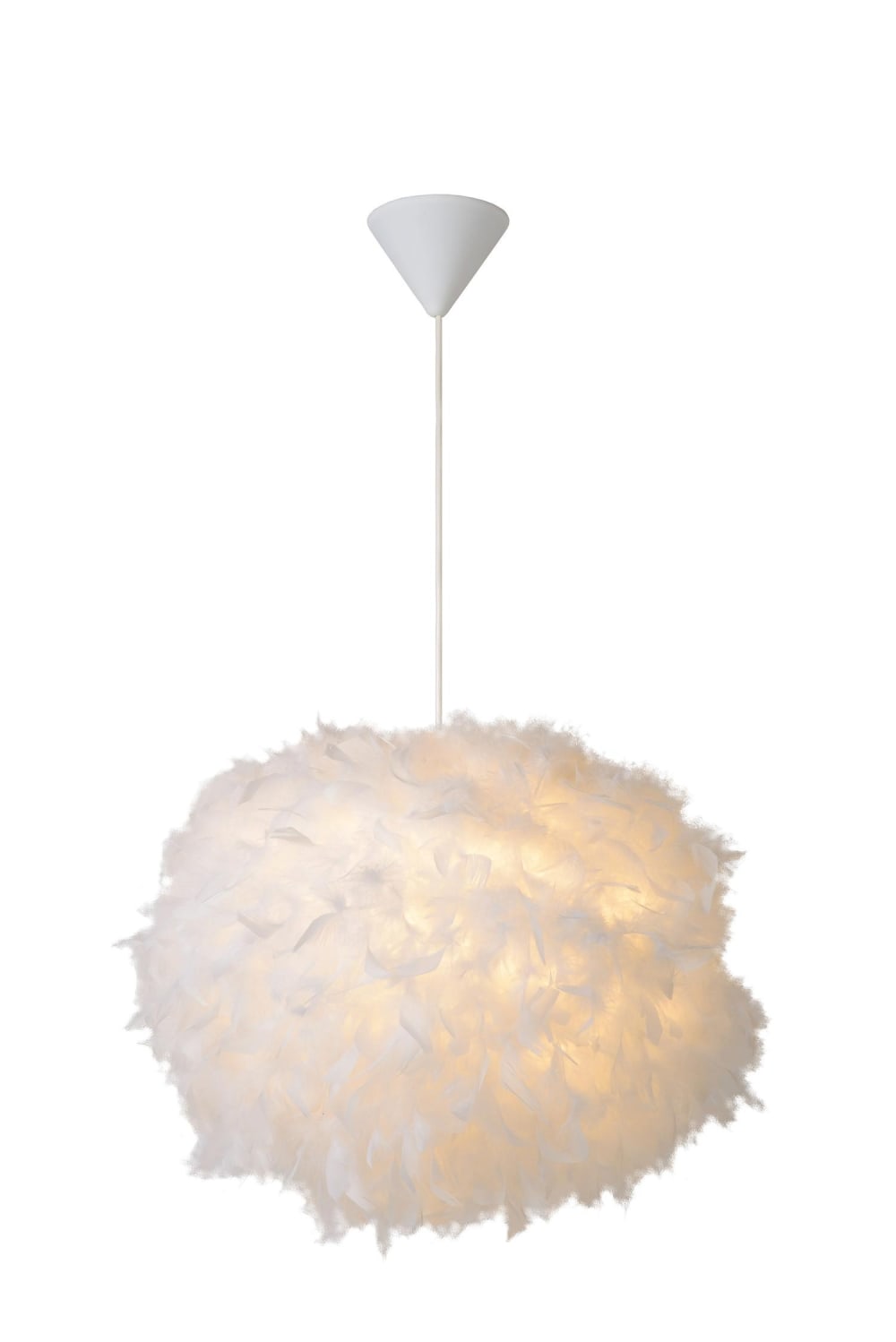 Lucide Pendelleuchte aus Gefieder 1xE27, weiß style modern - Aluminium