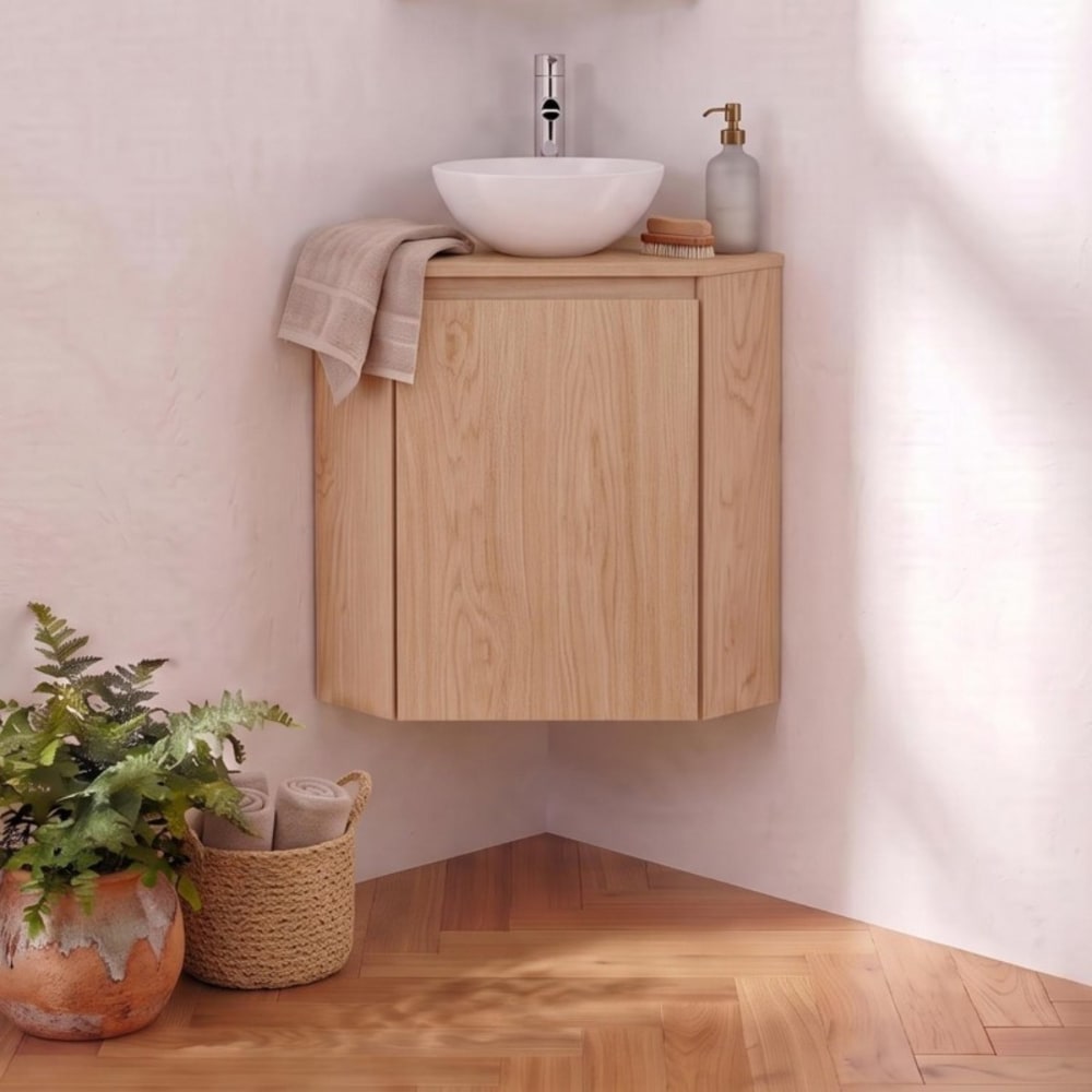 Mob In Meuble lave-mains d'angle Marron Panneau De Particules - 37x52x37cm