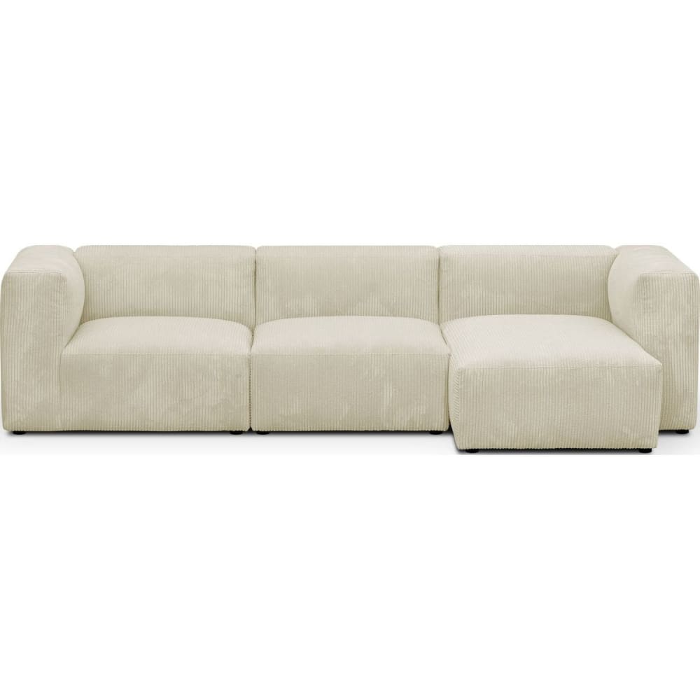 Canapé modulable angle droit 4 places en velours côtelé beige