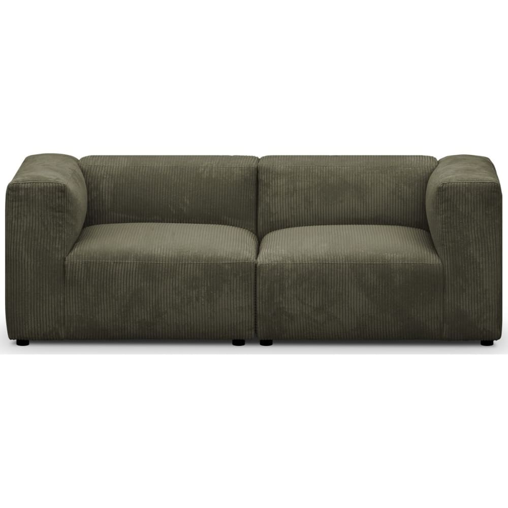Canapé modulable 3 places - velours vert kaki