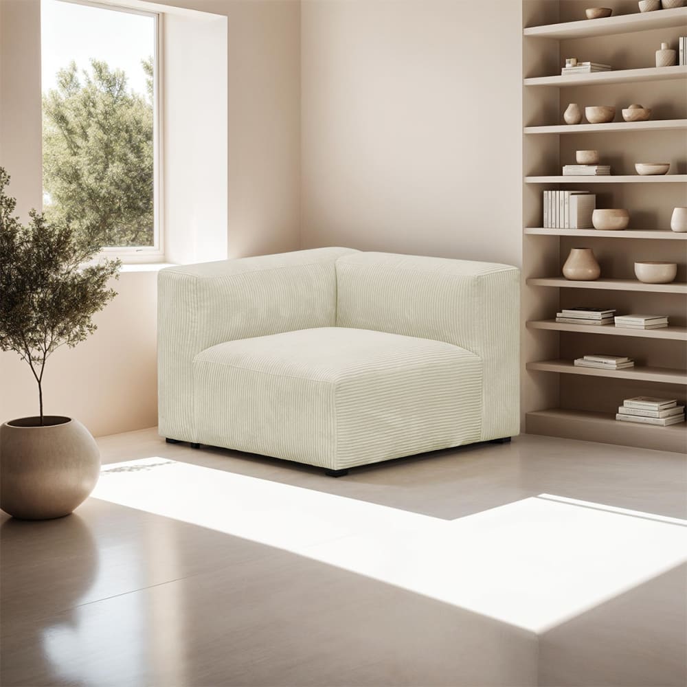 Chauffeuse d'angle à gauche modulable en velours côtelé beige - Maisons du Monde