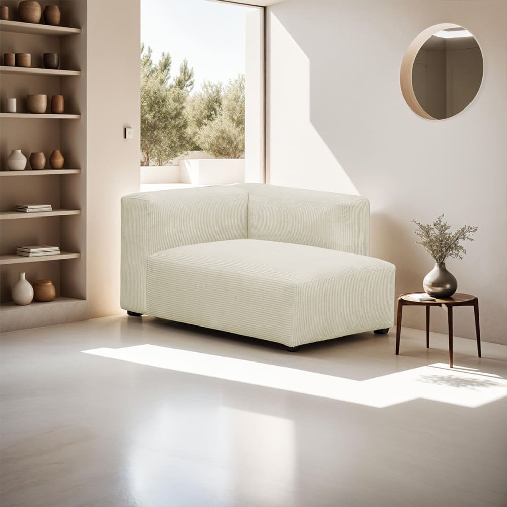 Méridienne d'angle à droite modulable en velours côtelé beige - Maisons du Monde