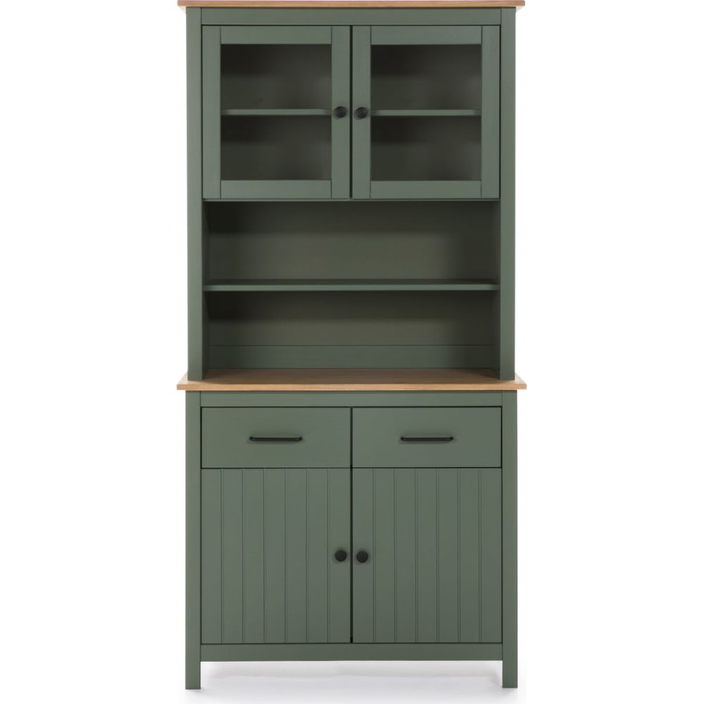 Vaisselier 4 portes 2 tiroirs en pin massif vert 90 cm