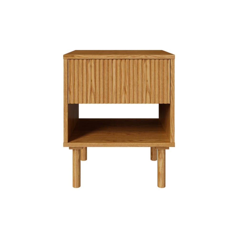 Maison Pavane Nachttisch aus massivem Gummibaumholz mit 1 Schublade style vintage Braun