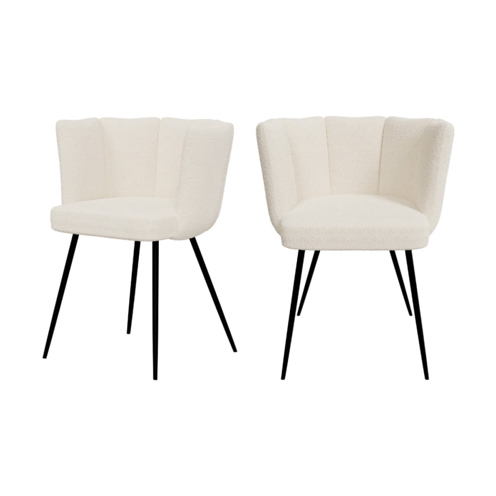 Maison Pavane Set aus 2 Stühlen mit beige Bouclé-Stoff und Metallbeinen style modern - Stoff