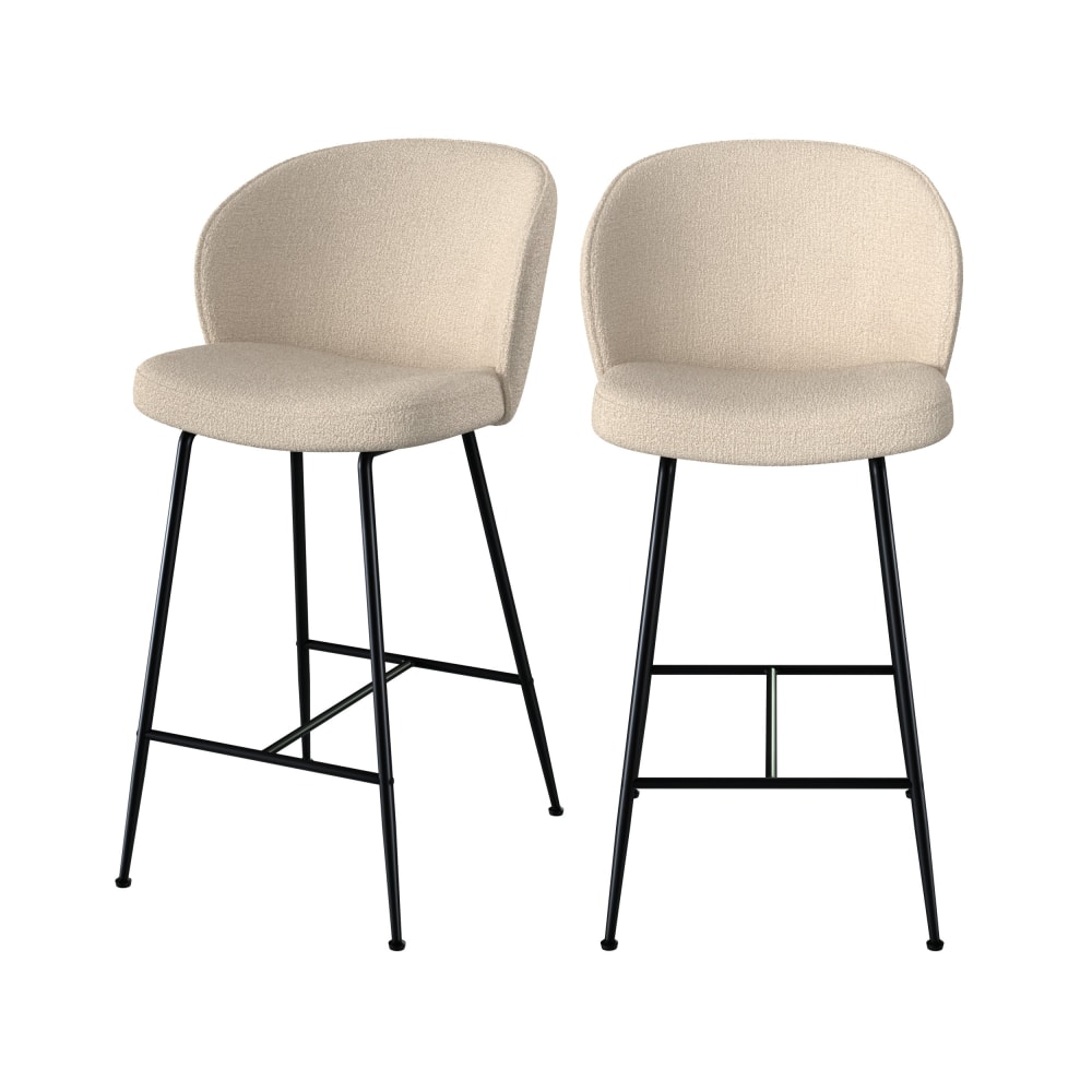 Maison Pavane Set aus 2 Stühlen für Mittelinsel 66,3 cm aus beigem Boucle-Stoff style modern - Stoff