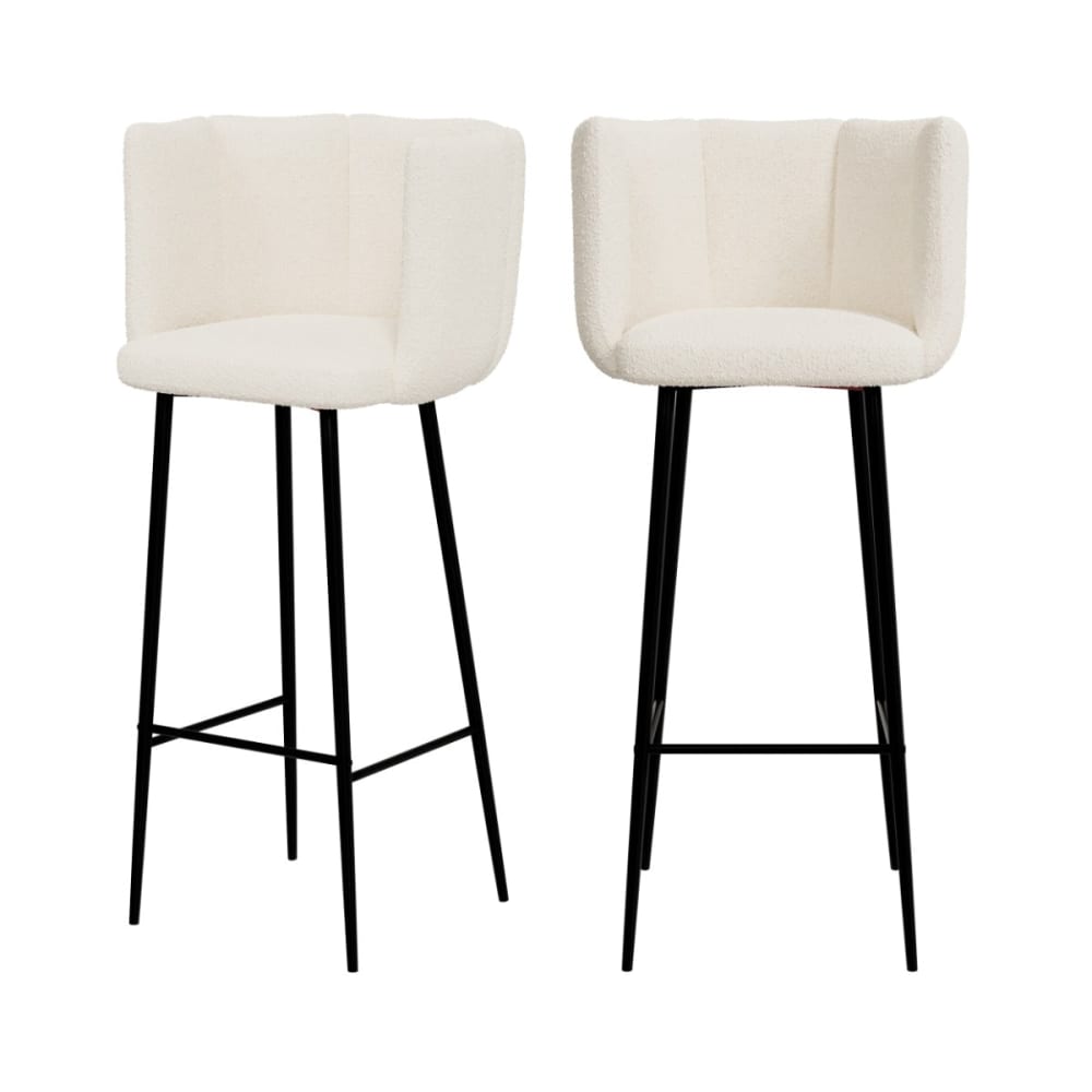 Maison Pavane Set aus 2 Barhockern aus beige gerafftem Stoff 75 cm style modern - Stoff