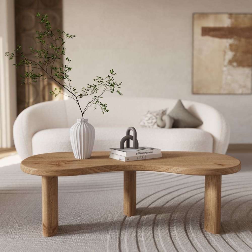 Table basse organique en bois massif de mindi - Maisons du Monde