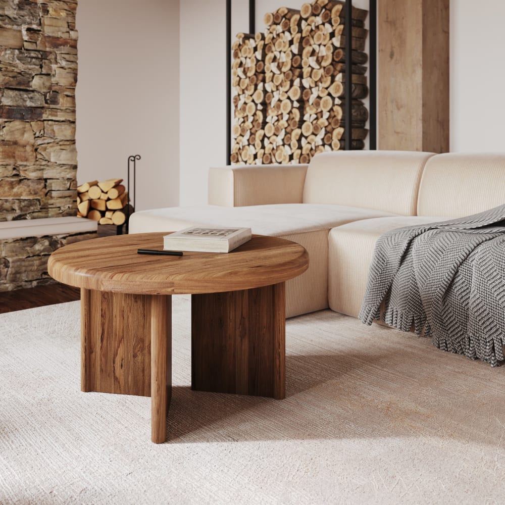 Table basse ronde en bois de teck recyclé d80 cm - Maisons du Monde