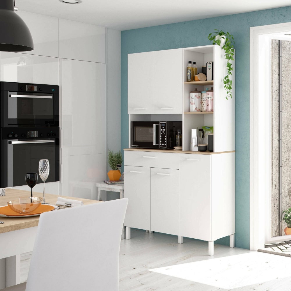 Buffet\ effet bois beige, blanc 180x40 cm - Maisons du Monde