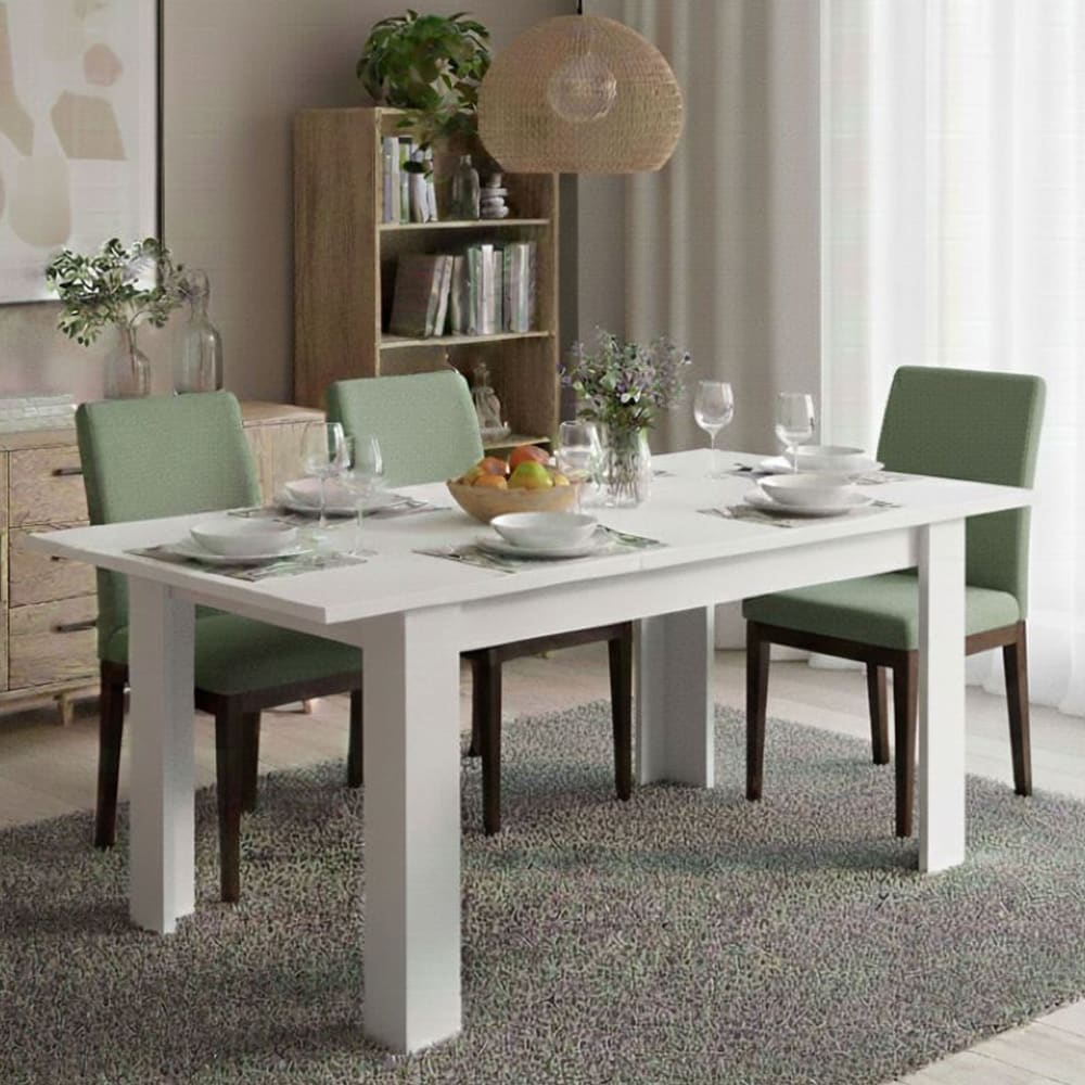 Table à rallonge effet bois blanc 140/190x90 cm - Maisons du Monde