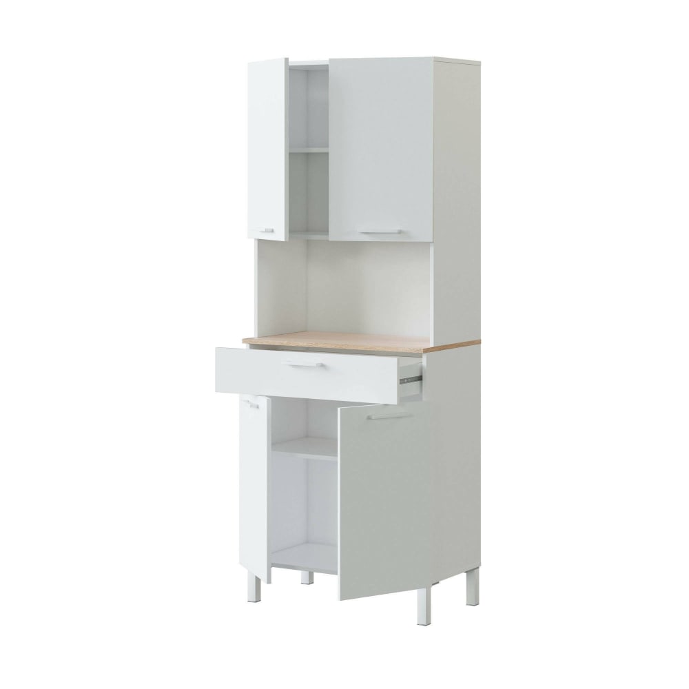 Buffet\ effet bois beige, blanc 210x40h186 cm