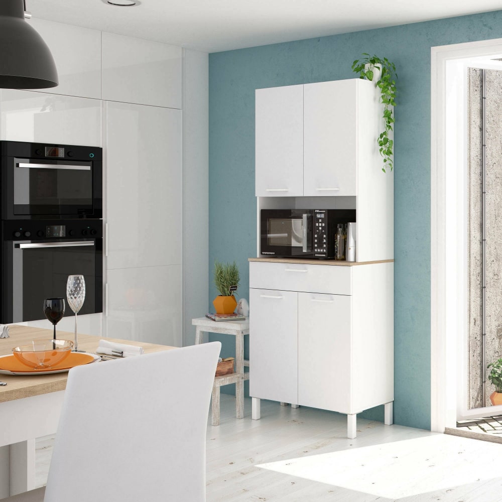 Buffet\ effet bois beige, blanc 210x40h186 cm - Maisons du Monde