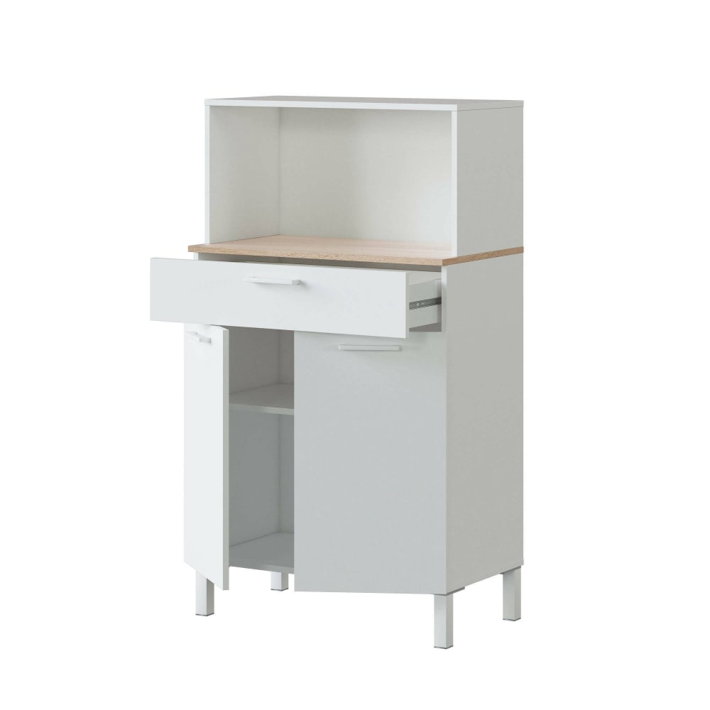 Dmora Buffet\ à 2 portes effet bois beige, blanc 158x40h126 cm style contemporain Blanc Bois - 72x126x40cm