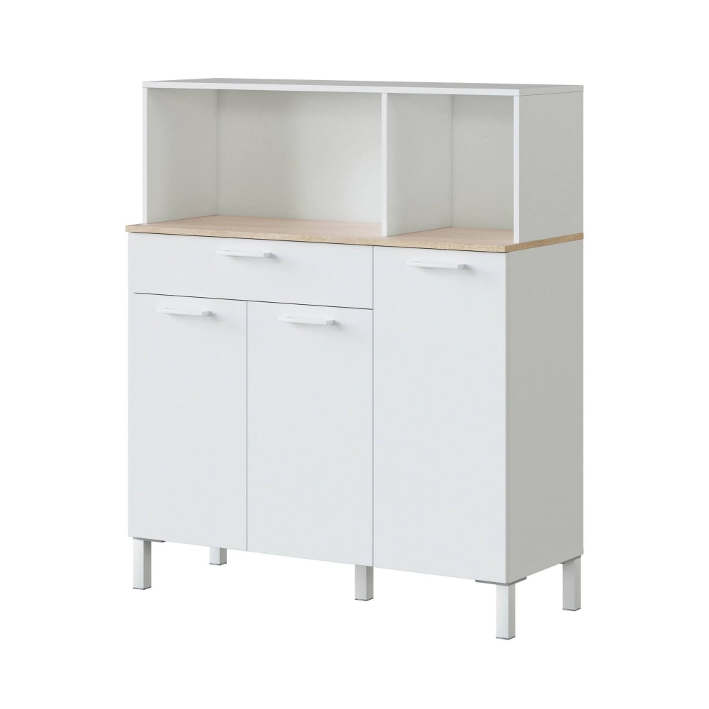 Buffet effet bois beige, blanc 160x40 cm