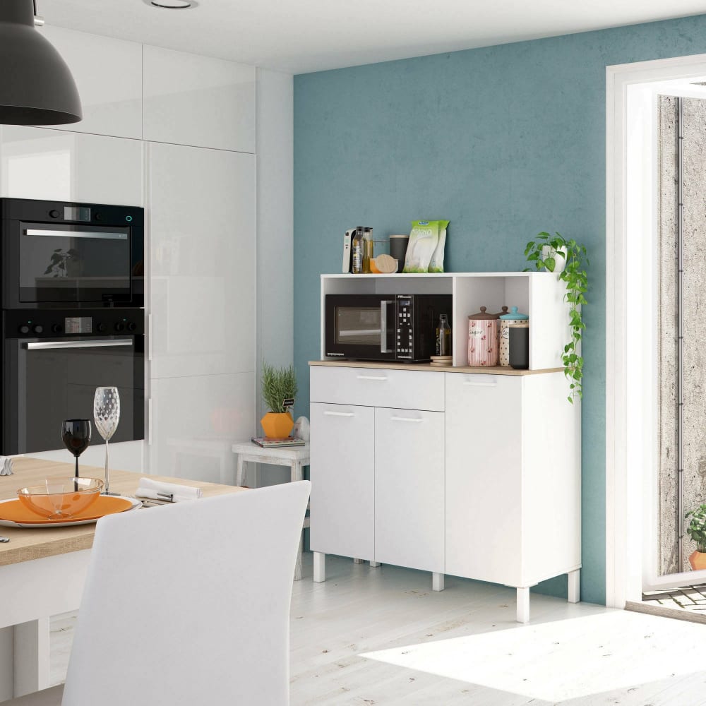 Buffet effet bois beige, blanc 160x40 cm - Maisons du Monde