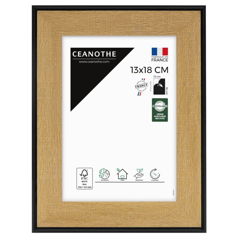 Cadre photo marron et noir 13x18 cm résine recyclée