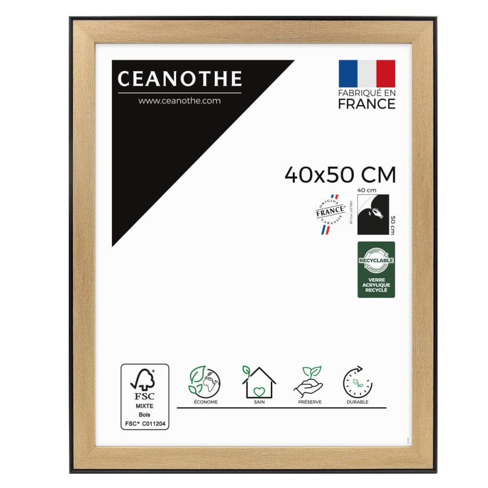 Cadre photo marron et noir 40x50 cm résine recyclée