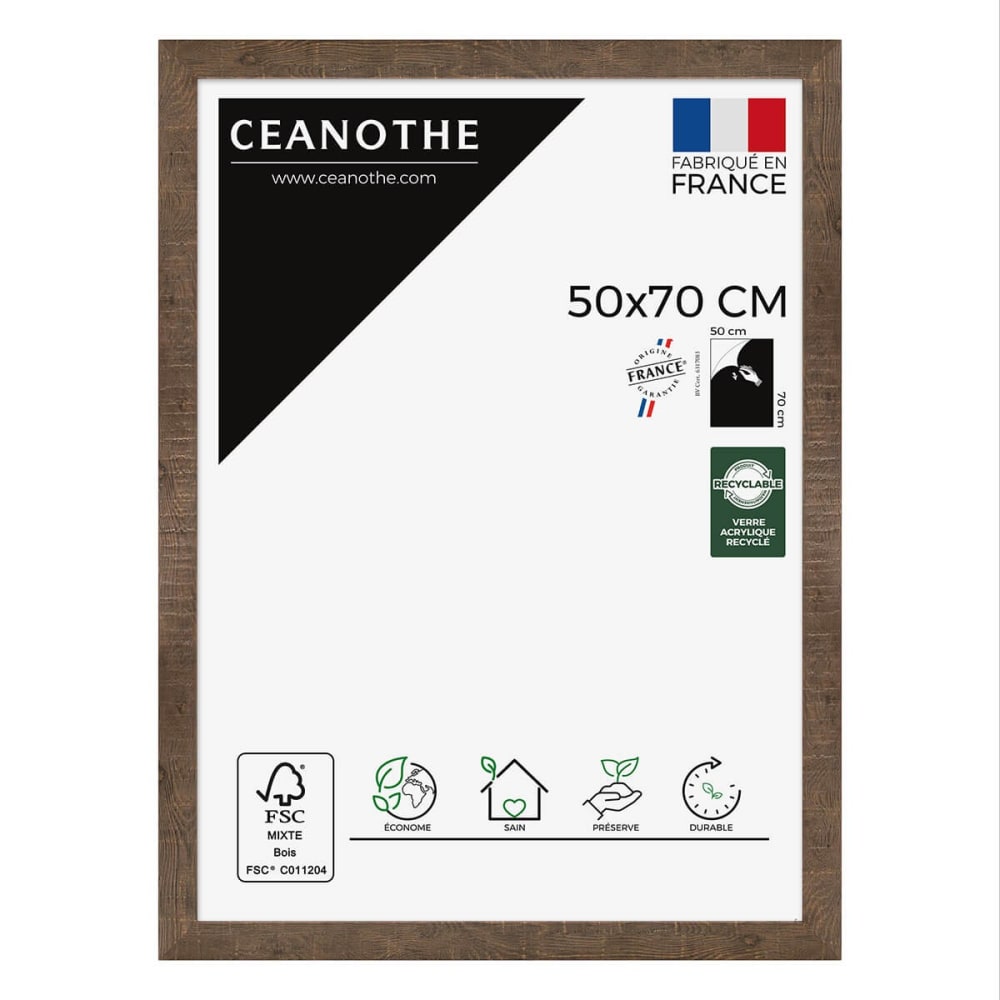 Cadre photo effet bois 50x70 cm résine recyclée