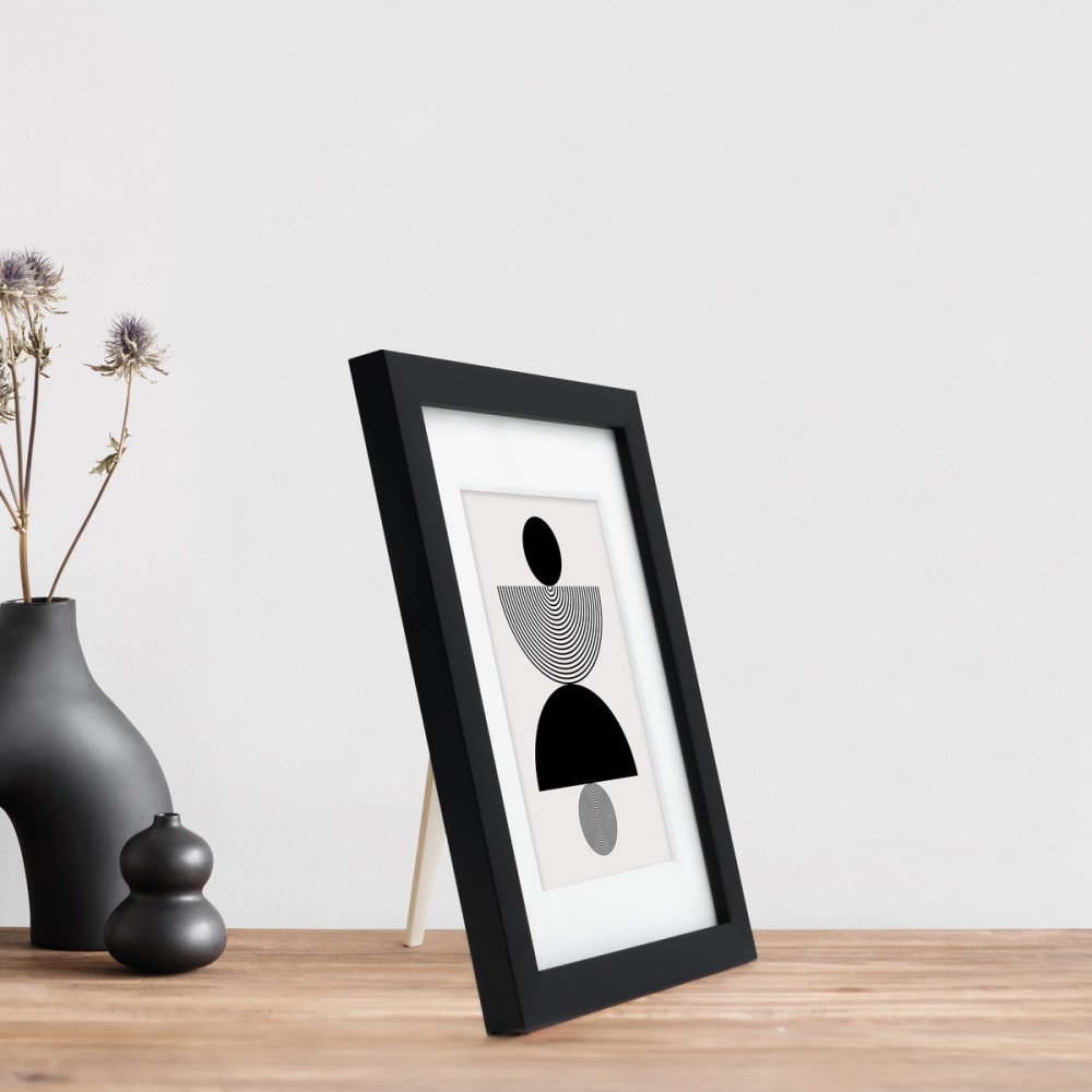 Cadre photo noir 13x18 cm avec passe-partout bois — vue 3