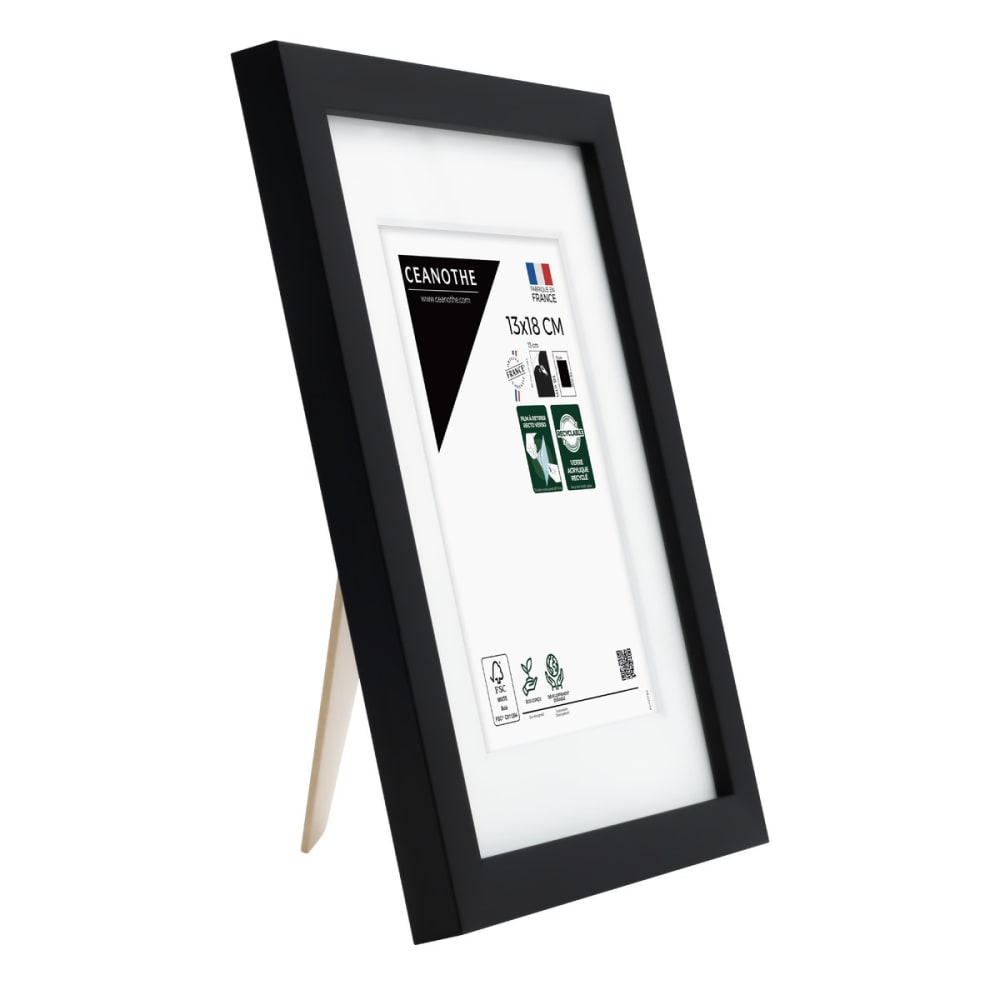 Cadre photo noir 13x18 cm avec passe-partout bois — vue 4
