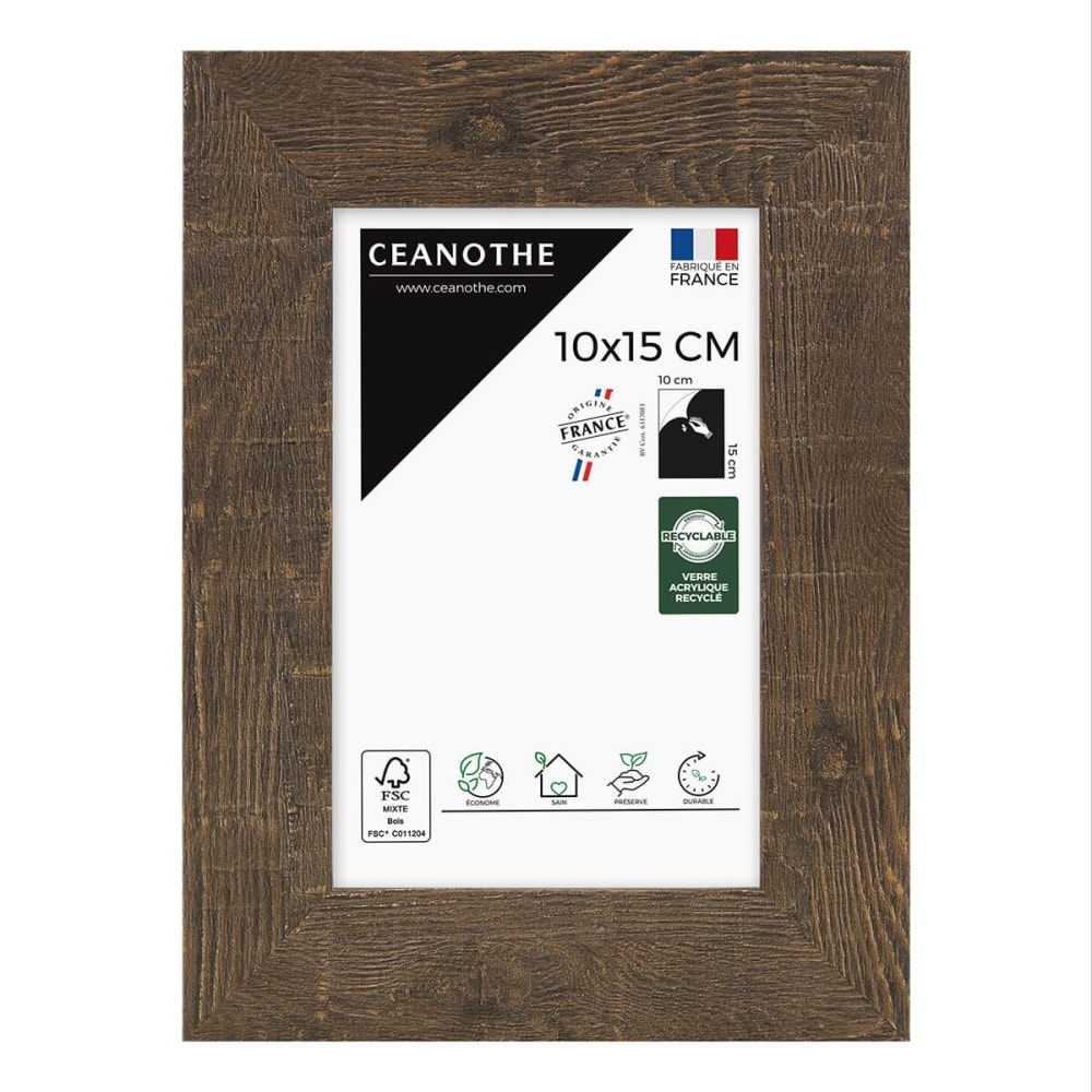 Cadre photo effet bois 10x15 cm résine recyclée