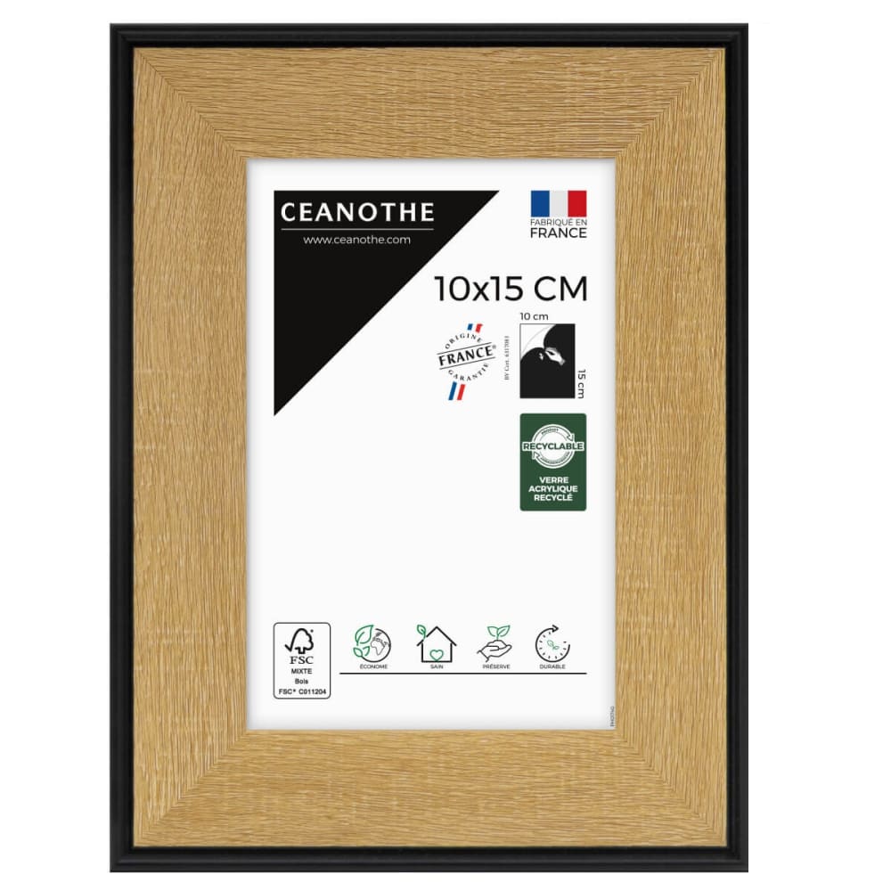 Cadre photo marron et noir 10x15 cm résine recyclée