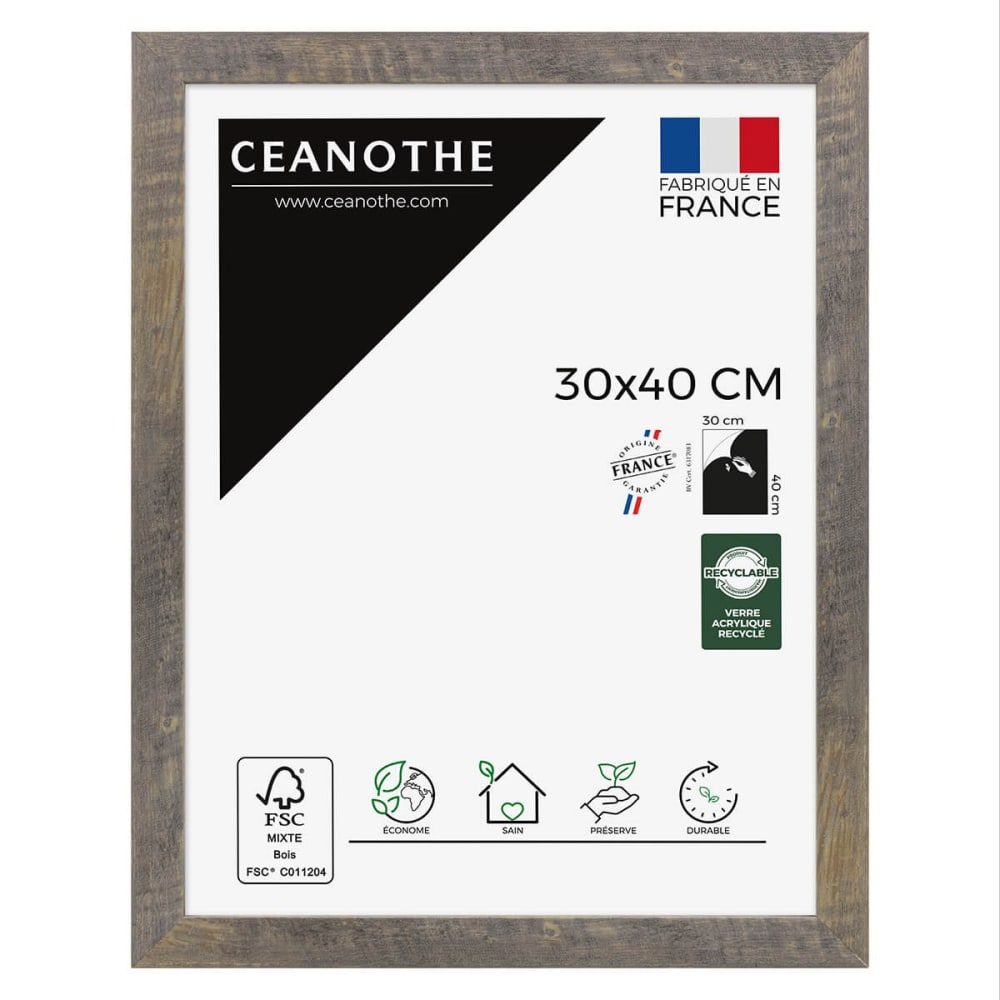 Cadre photo brun 30x40 cm résine recyclée