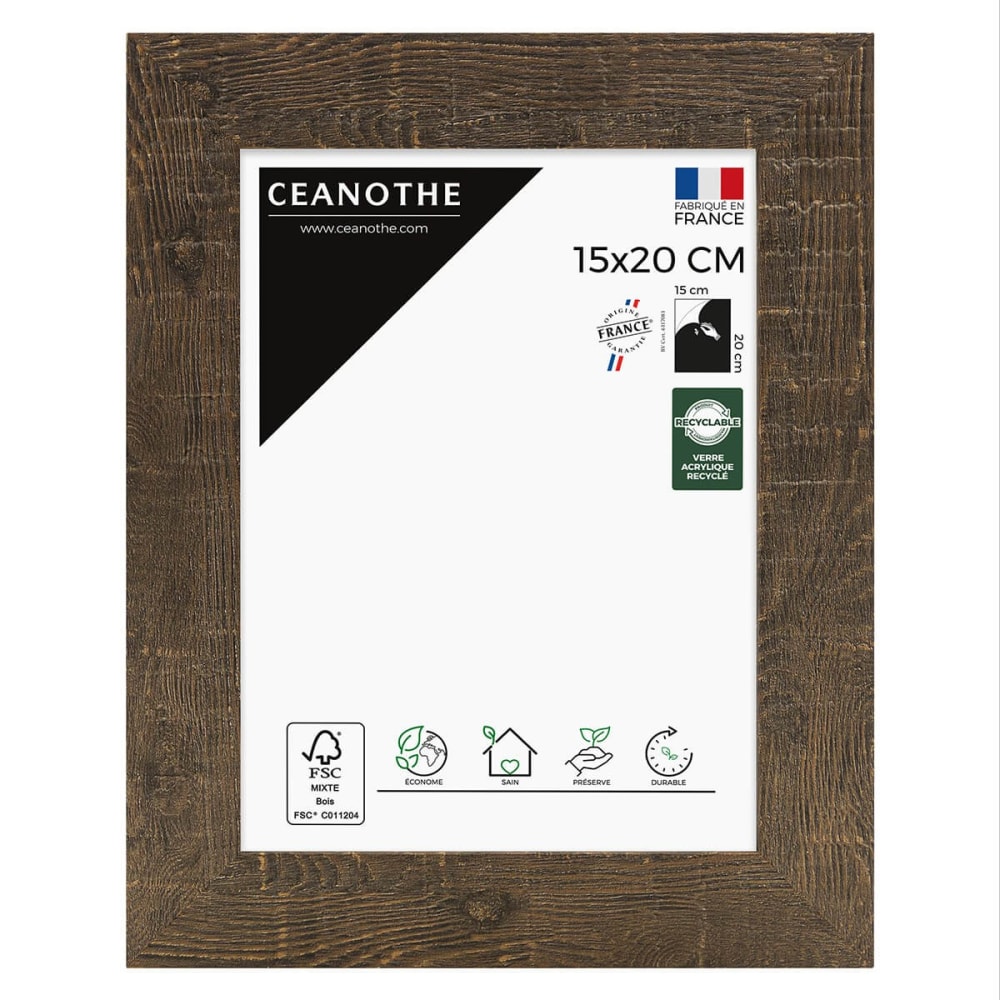 Cadre photo effet bois 15x20 cm résine recyclée