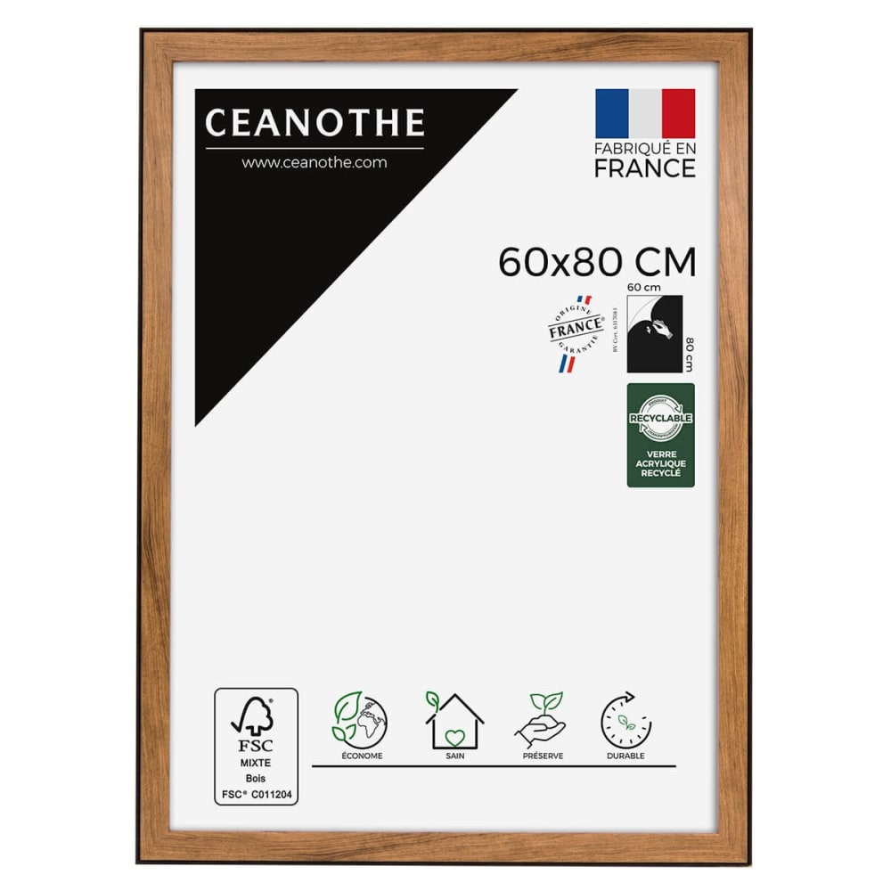 Cadre photo marron et noir 60x80 cm résine recyclée