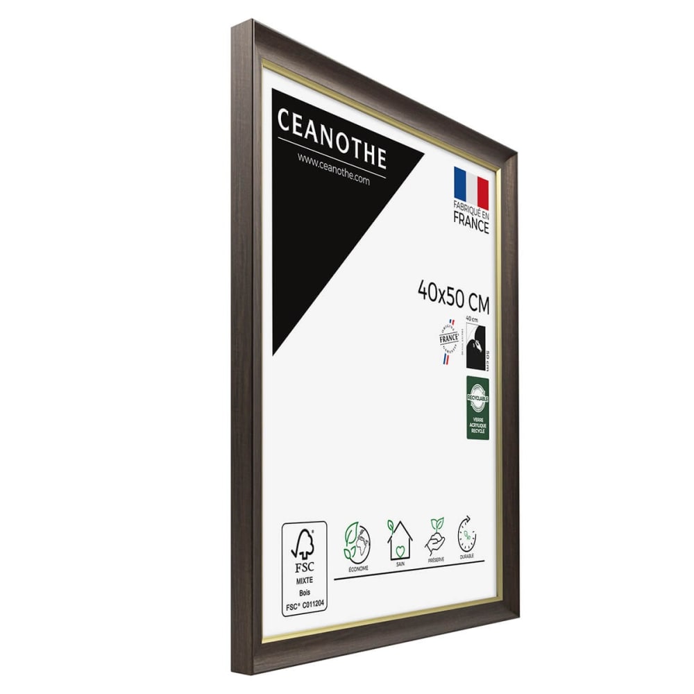 Cadre photo ébène et doré 40x50 cm résine recyclée — vue 4