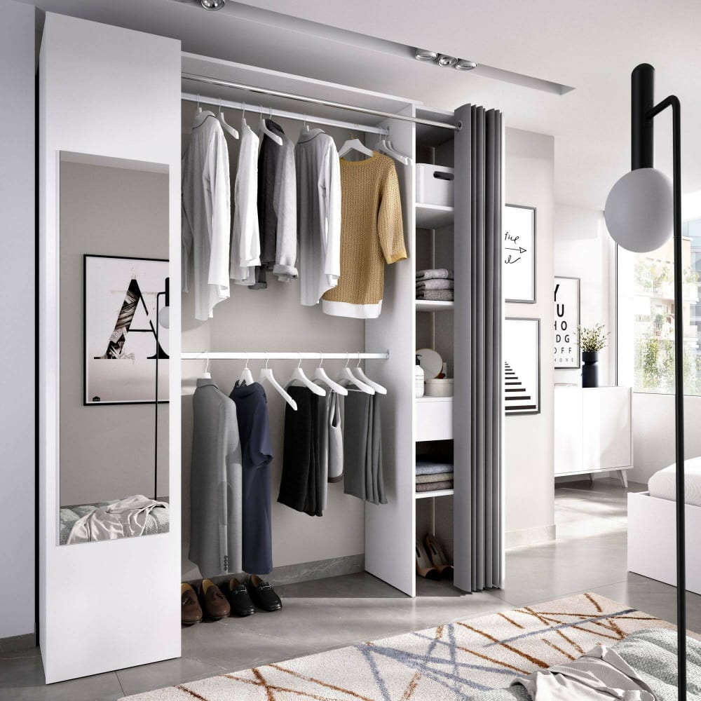 Grande armoire effet bois blanc, anthracite 213x52h205 cm - Maisons du Monde
