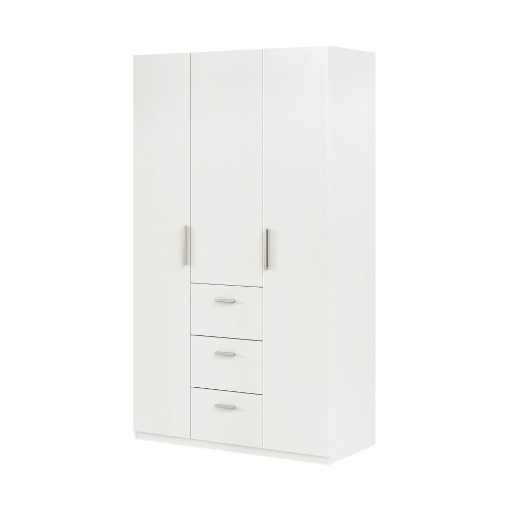 Dmora Kleiderschrank 3-türig Holzdekor Weiß 117x52 cm style modern Weiß Holz