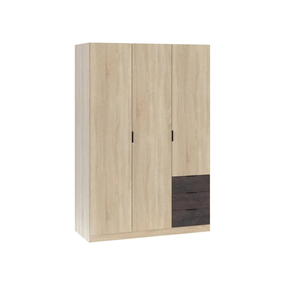 Dmora Armoire 3 portes effet bois beige 121 x52 cm style contemporain Marron Bois - 121x180x52cm